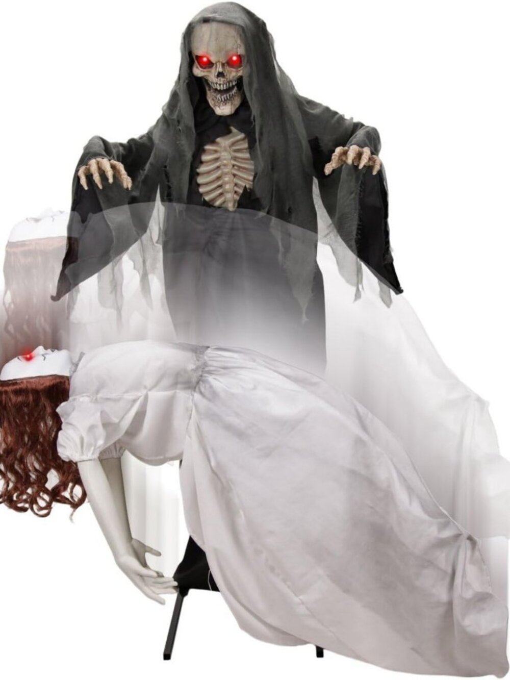 5.6 ft Floating Lady Animatronic with Magic Reaper - Spooky Halloween Decor